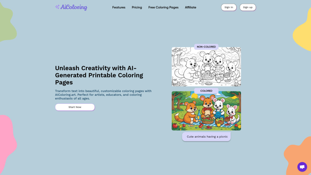 AiColoringArt: AI Coloring Pages Generator - Create Custom Printable Coloring Pages