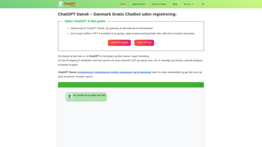 ChatGPT Dansk - Din Gratis Chatbot uden Registrering