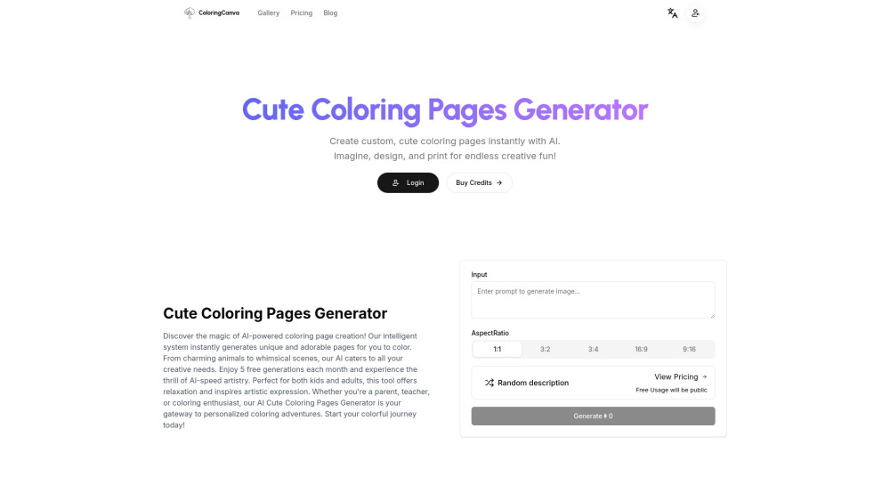 Cute Coloring Pages Generator - Create Custom Pages Instantly