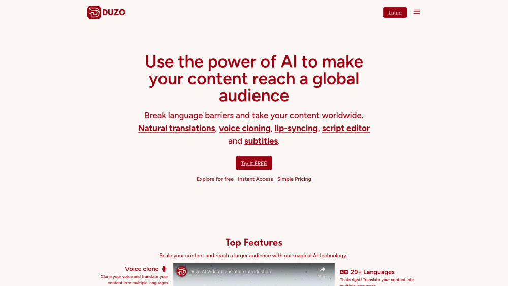 Duzo AI - Break Language Barriers with AI-Powered Video Translation