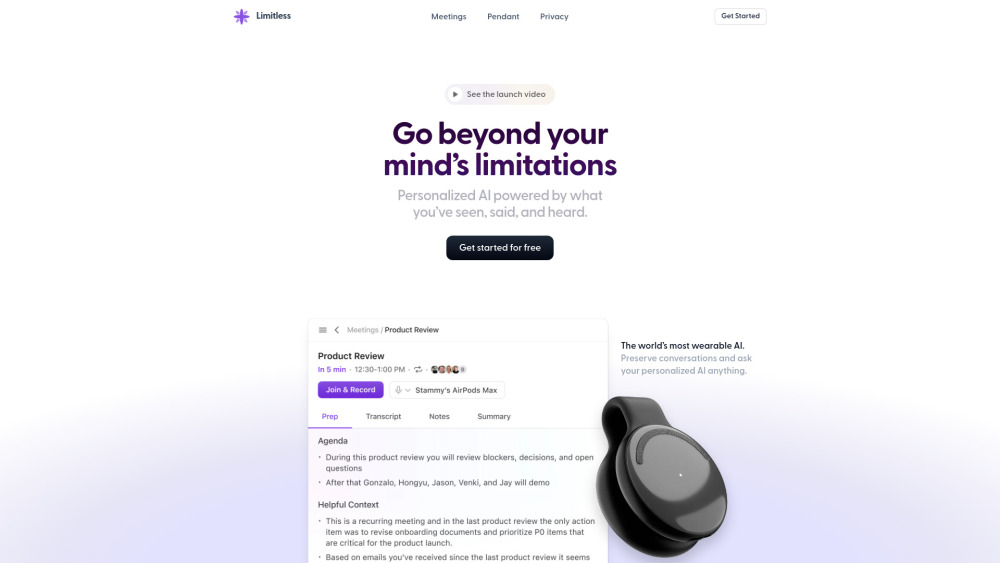 Limitless - AI Powered Meeting Prep and Notes