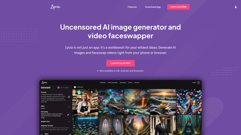 Lyvia - Uncensored AI Image Generator and Video Faceswapper