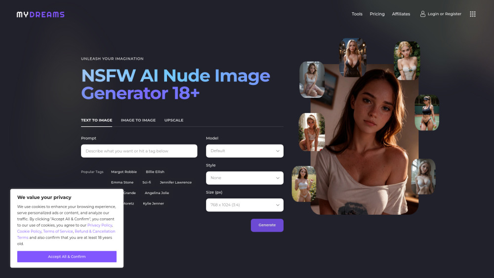 NSFW AI Nude Image Generator 18+ for Adults - My Dreams Studio