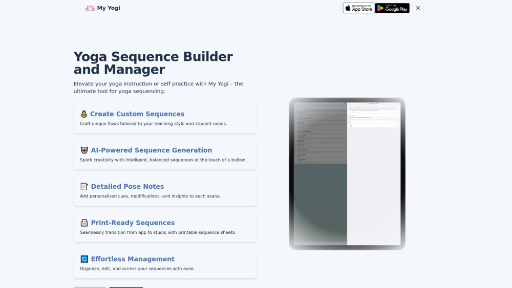 My Yogi - Create and Manage Yoga Sequences with AI