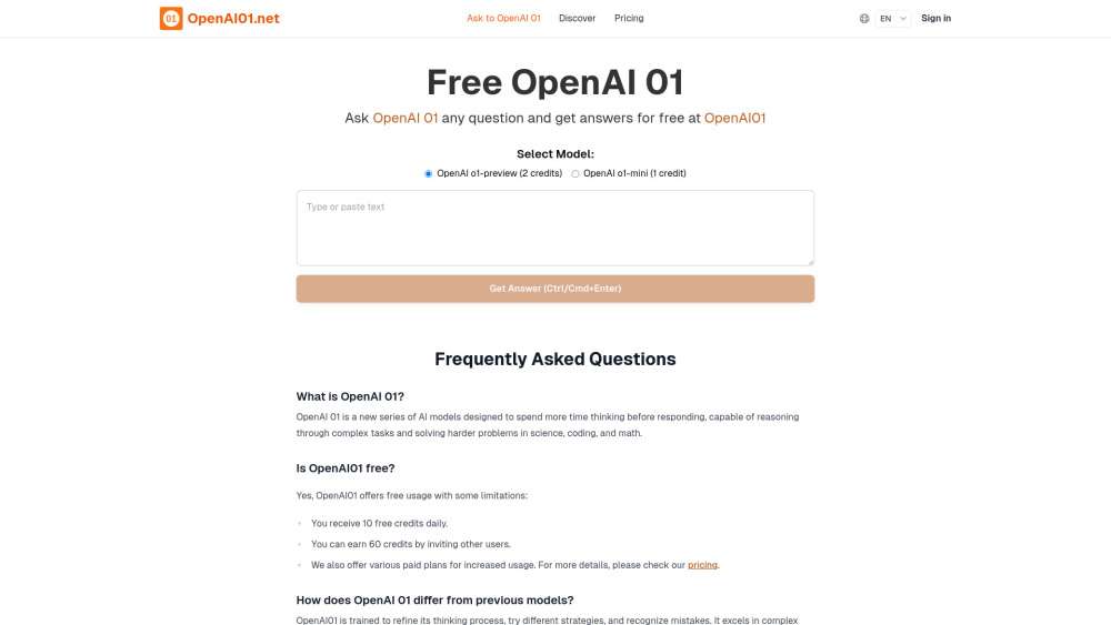 OpenAI01.net - Unlimited Chat with Advanced AI Model