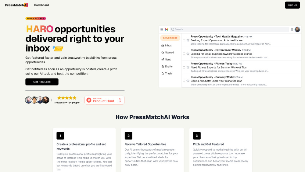 PressMatchAI - Find Press Opportunities Delivered Right to Your Inbox