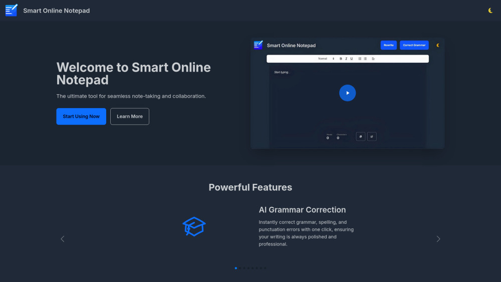 Smart Online Notepad - Free AI Grammar & Note Writing Tool