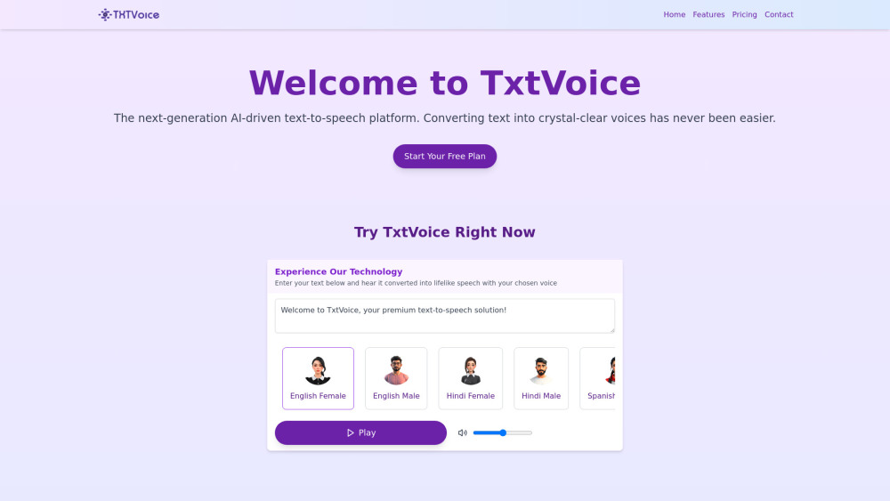 TxtVoice - Free AI Text-to-Speech with Premium Voices