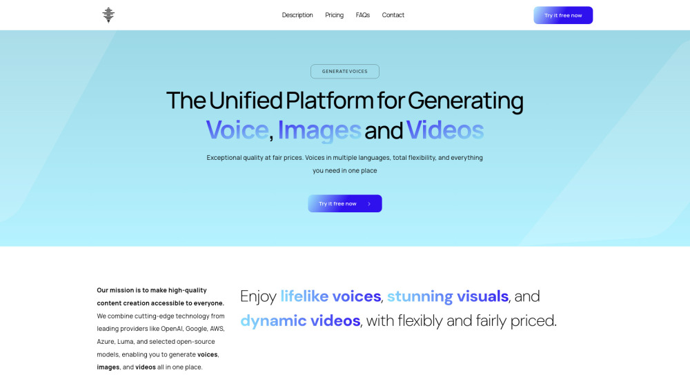 VoiceGen - Generate High-Quality Voices, Images, and Videos