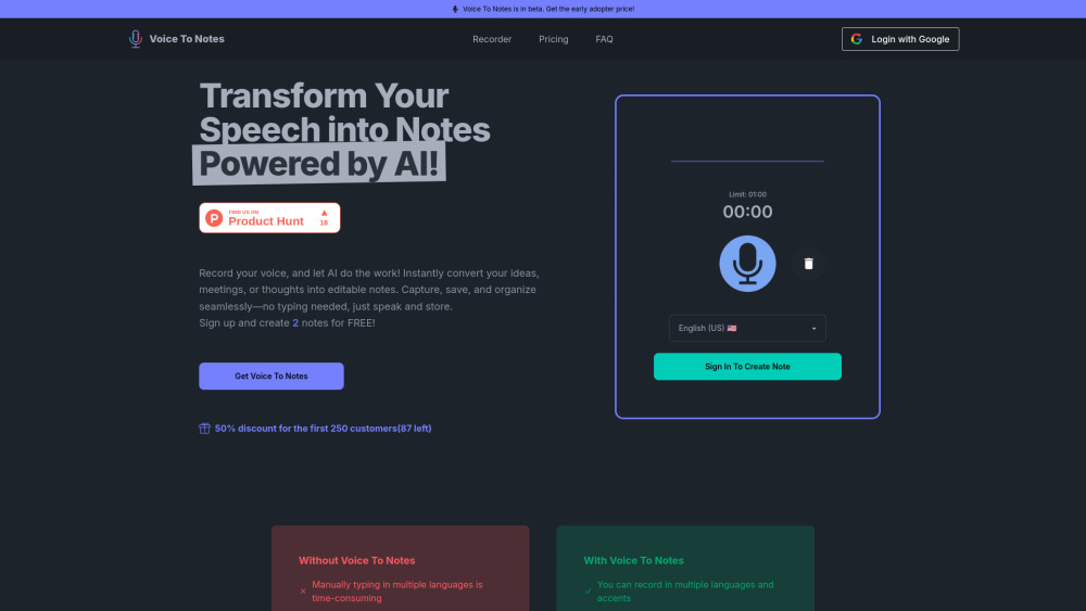 Voice To Notes - Instantly Convert Voice to Editable Notes with AI